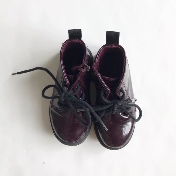 ZARA plum patent combat boots VGUC size 22(6.5) - Picture 3 of 6